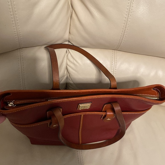 Dooney & Bourke Wine Leather Double Pocket Tote - Picture 8 of 10